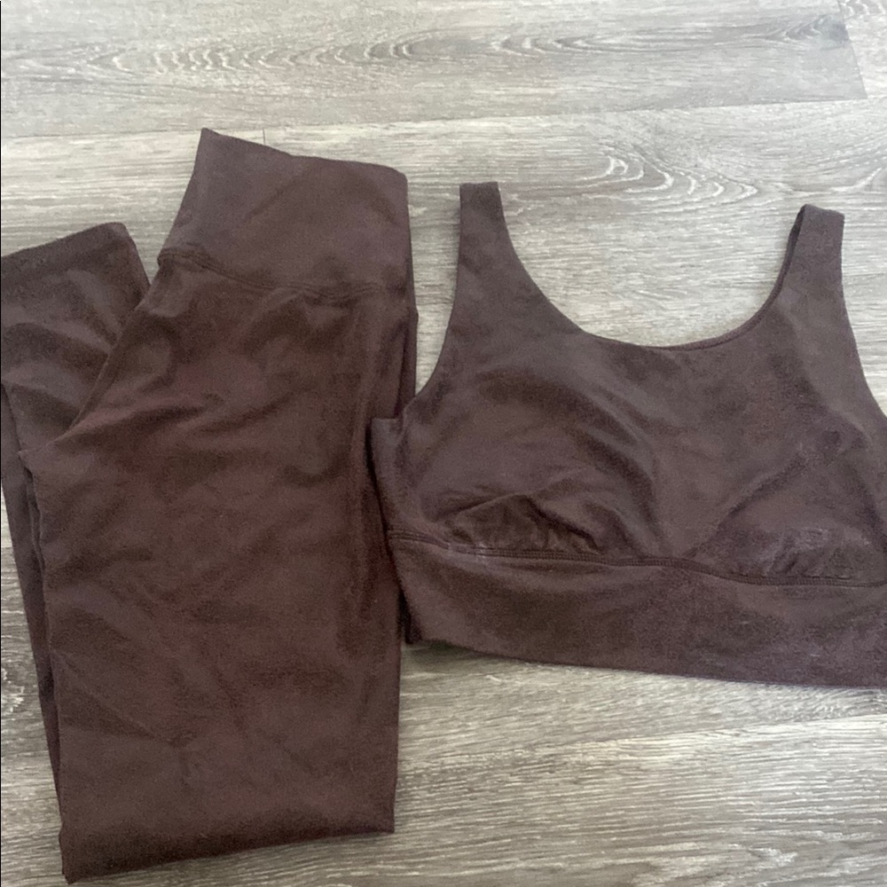 Aerie Brown Leggings and Sports Bra Set